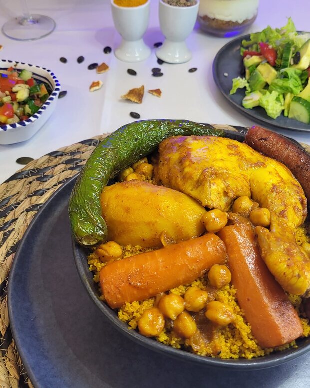 Couscous poulet merguez aux légumes et pois chiches